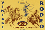 Vintage Retro Rodeo illustrations, an Object Illustration by Nocturnal Wolf (Thumbnail 1 of 17)