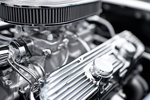 Close up of polished chrome engine, a Technology Photo by MistyDay