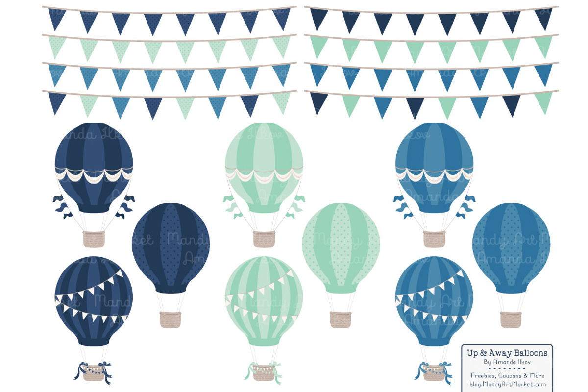 Navy & Mint Hot Air Balloons, an Illustration by Amanda Ilkov (Photo 4 of 5)