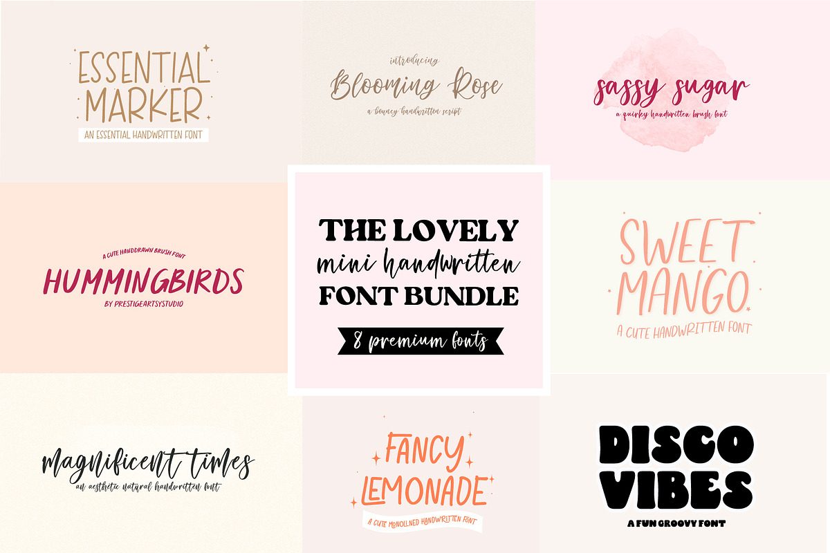 The Lovely Mini Handwritten Bundle, a Handwritten Font by Prestige Artsy Studio (Photo 1 of 9)