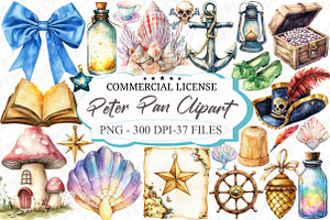 Peter Pan Watercolor Clipart, an Illustration by designcity5