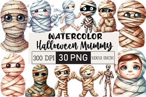 Minimalist Halloween Mummy Clipart, an Illustration by Black Bird Studio