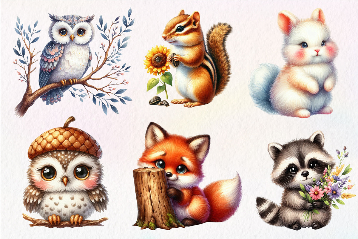 Cute Woodland Animal Clipart, an Illustration by Dream Creation (Photo 7 of 7)