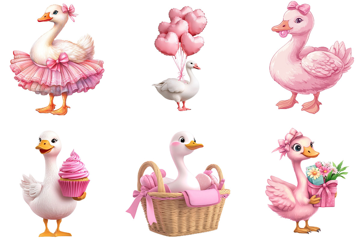 Pink Silly Goose Baby Shower Clipart, an Illustration by Designking (Photo 2 of 5)