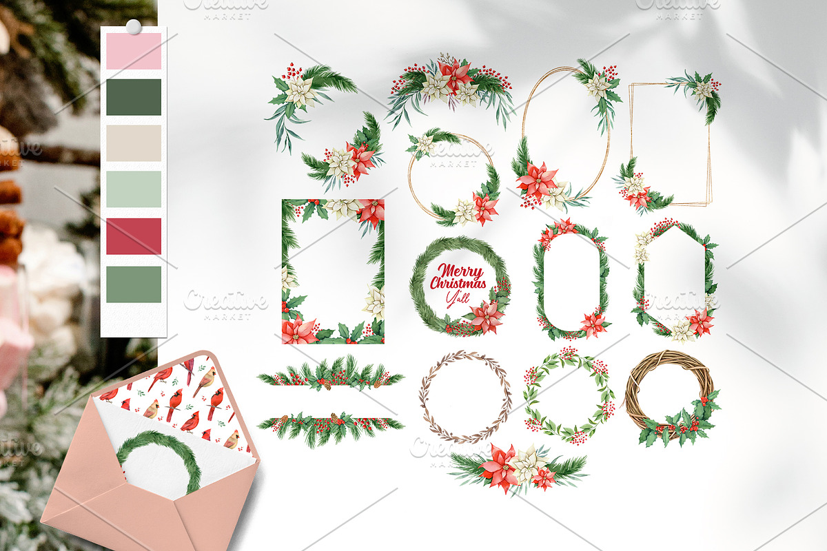 Christmas watercolor clipart set, a Decorative Illustration by Color Hugs Art (Photo 3 of 12)