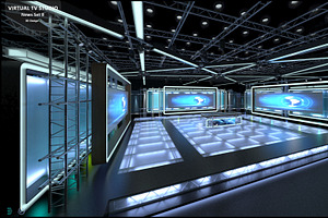 Virtual TV Studio News Set 8