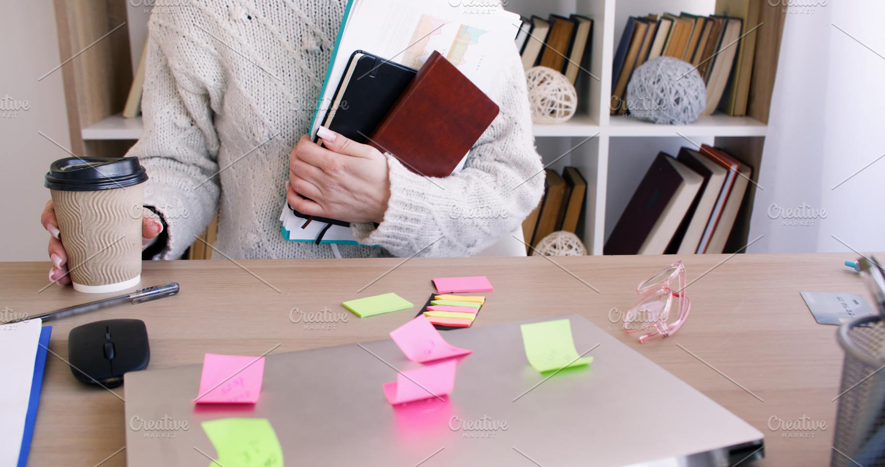 Coffee break freelancer lifestyle notebook desk, a Person Photo by Photo Drive Studio