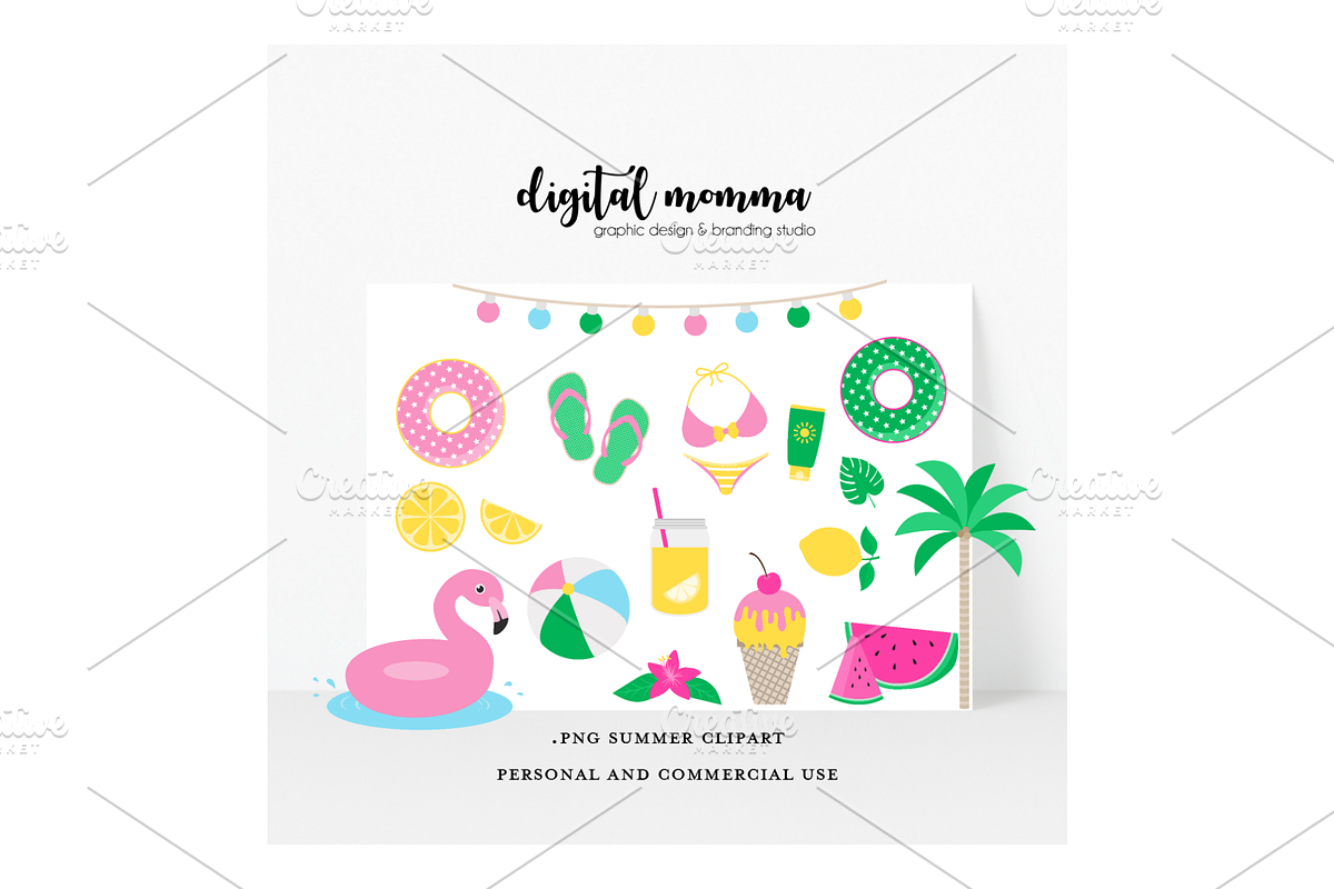 Summer Clipart, .PNG Graphics, an Illustration by Digital Momma