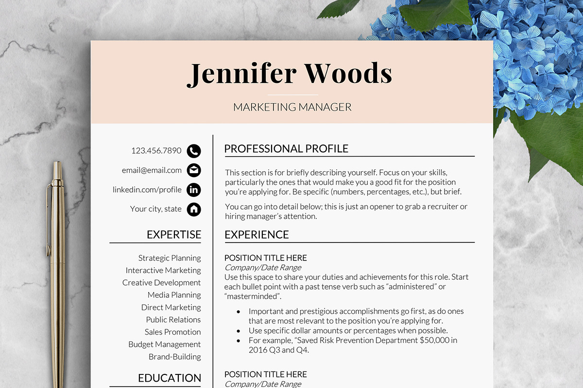 Feminine Resume Template / Woods, a Resume Template by LevelUpResume (Photo 1 of 5)
