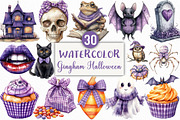 Watercolor Purple Gingham Halloween, an Illustration by Craft Nest (Thumbnail 1 of 6)