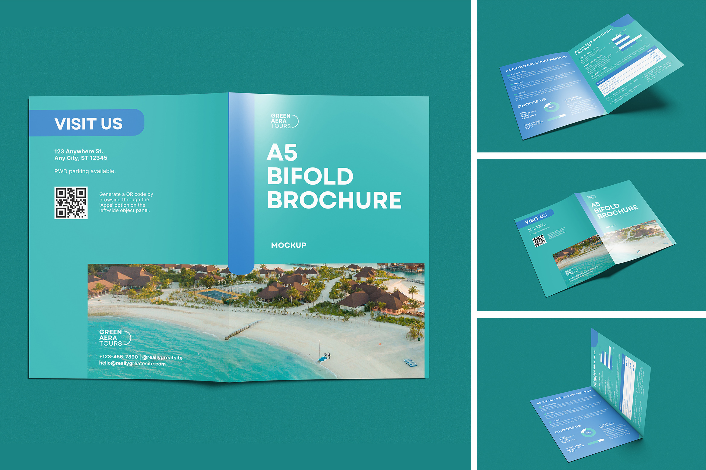 A5 Bifold Brochure Mockup, an Advertising Mockup by swsi-studio