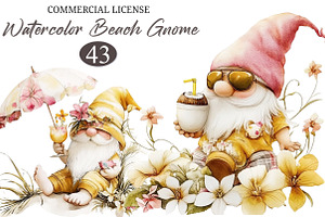 Watercolor Beach Gnome Clipart, an Illustration by designcity5