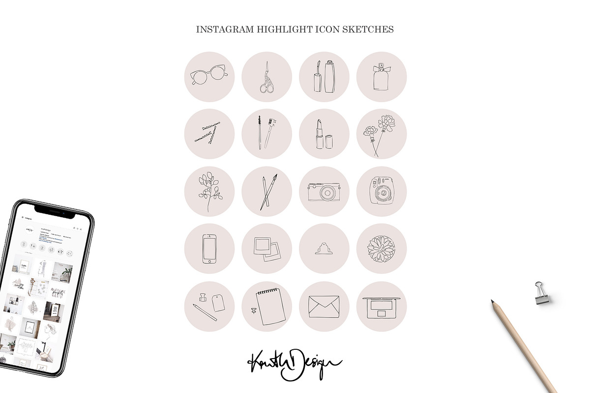 INSTAGRAM HIGHLIGHTS / story sketch, a Social Media Template by KruthDesign (Photo 3 of 4)