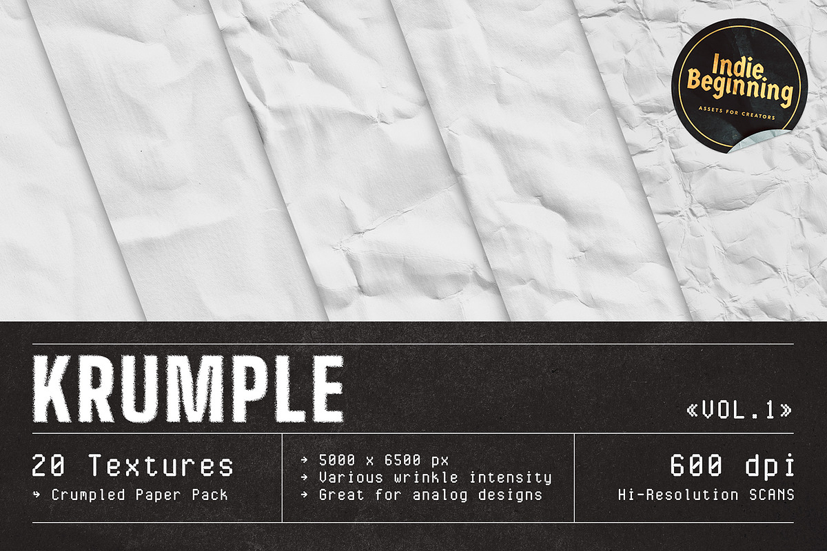 Hi-res Crumpled Paper Textures, a Texture Graphic by Indie Beginning (Photo 1 of 4)