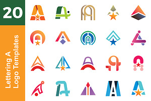 20 Logo Lettering A Template Bundle