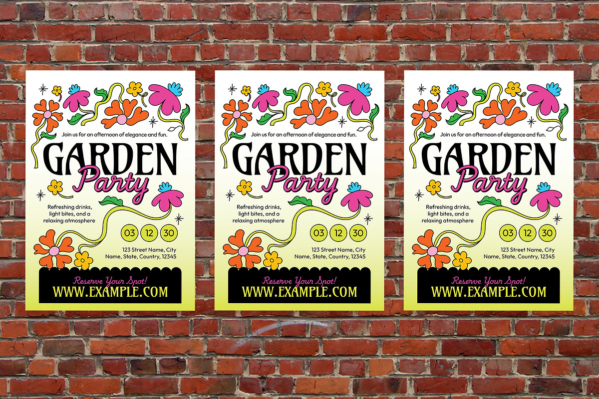 Flat Garden Party Flyer Set, a Flyer Template by Aiyari Graphic (Photo 3 of 3)