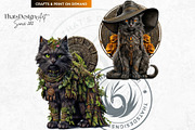 Black Cat Familiars clipart Set, an Animal Illustration by ThatsDesignArt (Thumbnail 9 of 10)