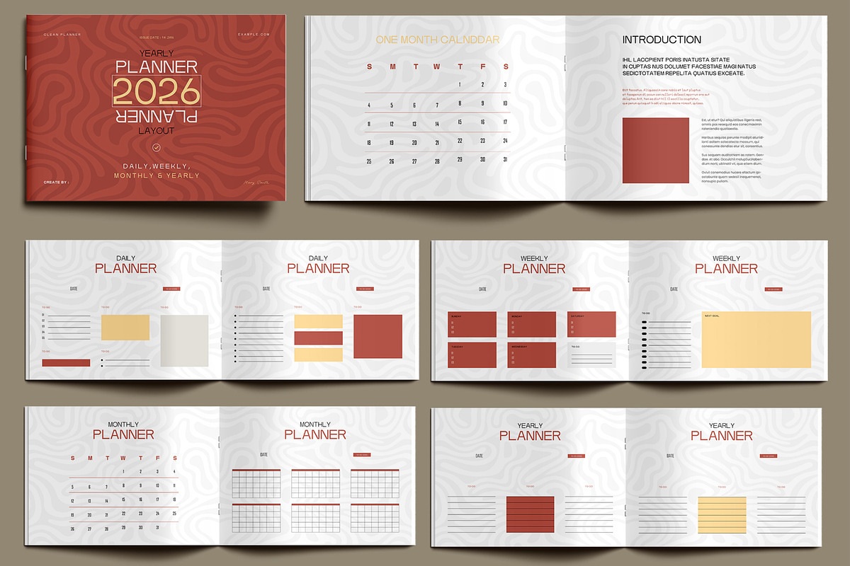 Yearly Planner Template 2026, a Stationery Template by MightyDesign (Photo 1 of 6)