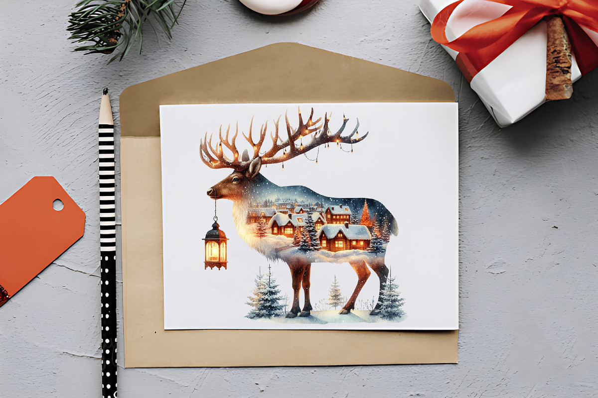 Double Exposure Christmas Animals Cl, an Illustration by RobertsArt (Photo 4 of 7)