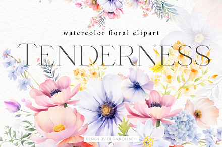 Tenderness - Delicate Floral Clipart, a Seasonal Illustration by Olga Koelsch
