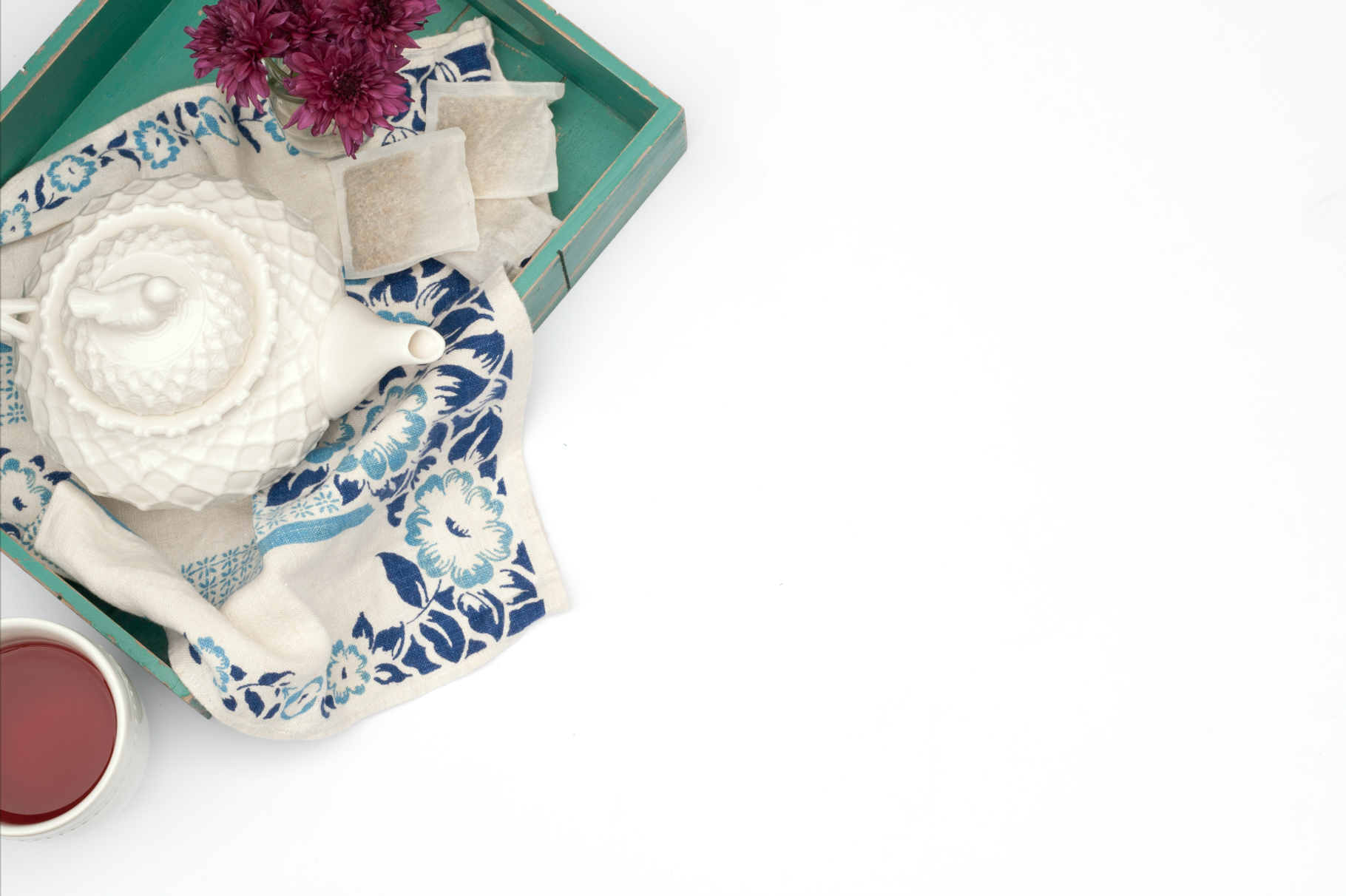 Tea Teapot Feminine Flat Lay Photo, a Food & Drink Photo by Emily Valencia