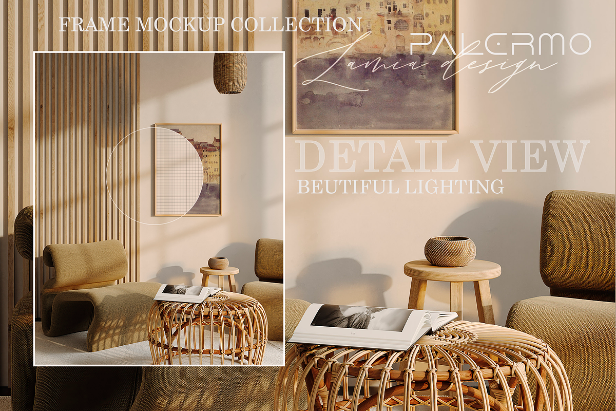 Palermo Room & Natural Frame Mockup, a Household Mockup by LAMIA DESIGN (Photo 6 of 21)