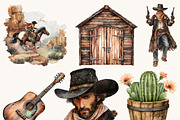 Watercolor Cowboy Clipart Bundle, a Person Illustration by BusyDaydesign (Thumbnail 5 of 9)
