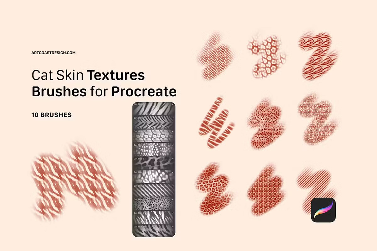 Cat Skin Procreate Texture Brushes, a Brush Add-On by GearShift (Photo 3 of 3)
