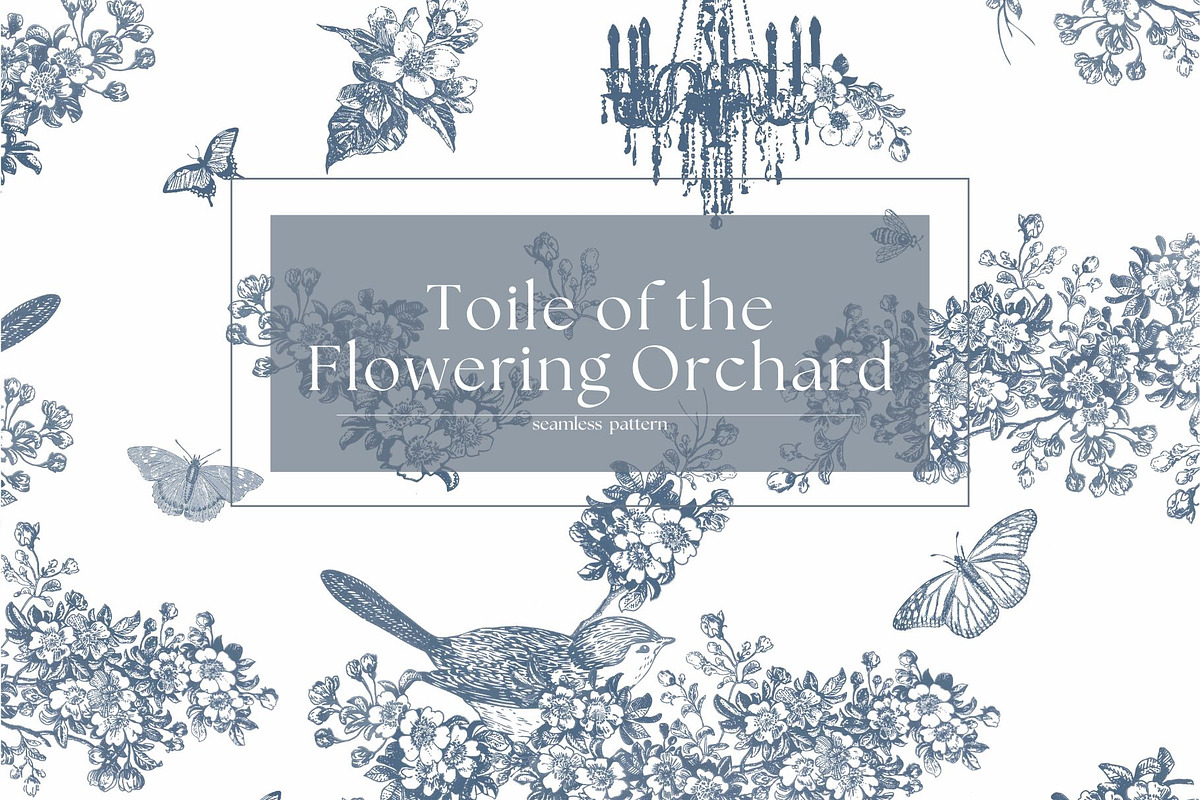 Toile of the Flowering Orchard, a Pattern Graphic by MouseGrey (Photo 1 of 8)
