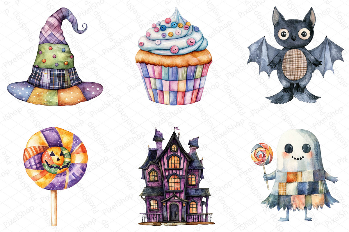 Halloween Patchwork Clipart Png, an Illustration by DreamPrint404 (Photo 2 of 5)