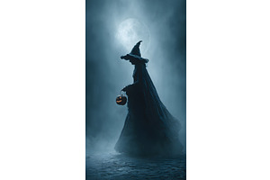 Fool moon with a Witch holding a, an Illustration by Lukas Jonaitis SHOP