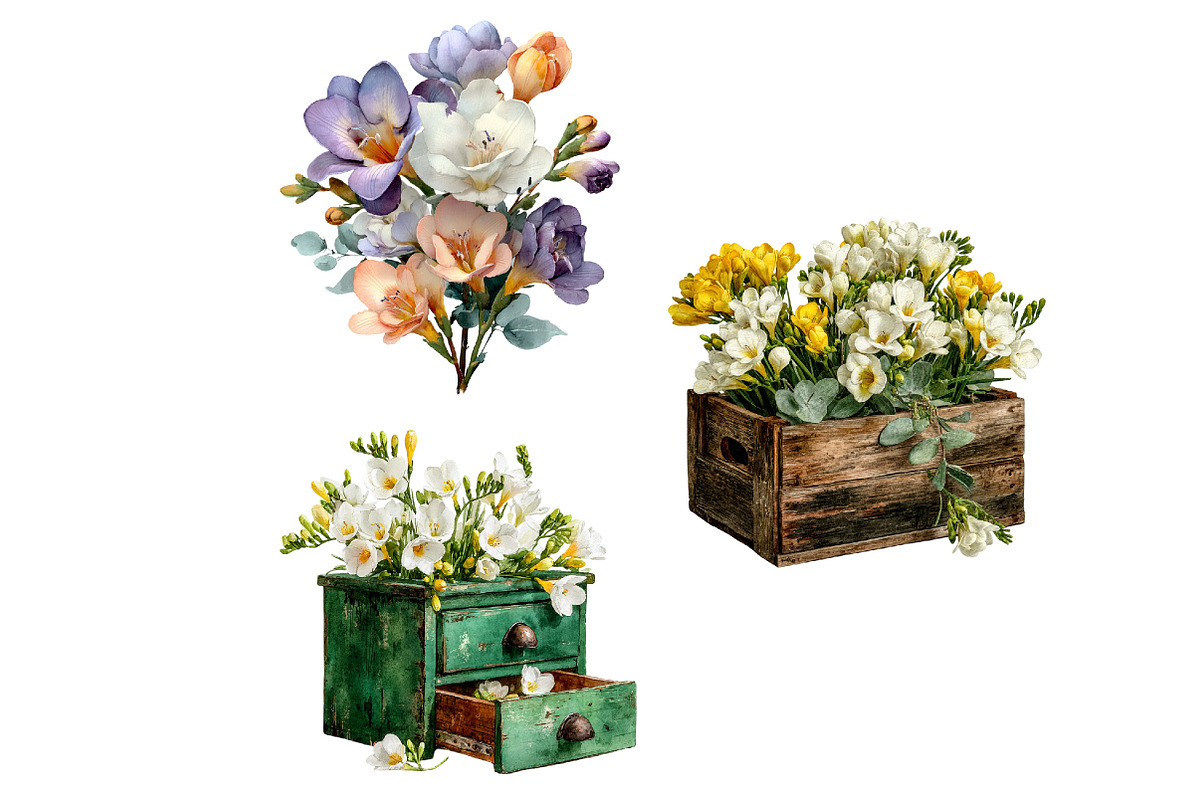 Freesia Flowers Clipart, an Illustration by Designworld (Photo 8 of 8)