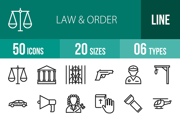 50 Law Order Line Icons