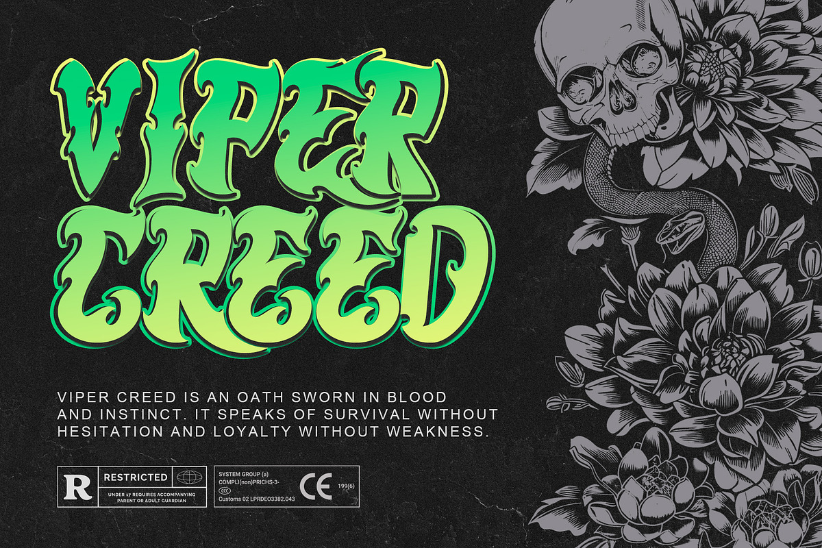 Kelmora - Retro Gothic Tattoo Font, a Blackletter Font by Letterara (Photo 6 of 15)