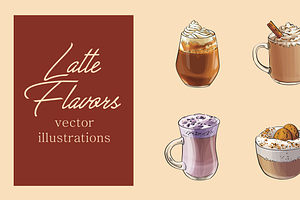 Latte set. Vector illustrations
