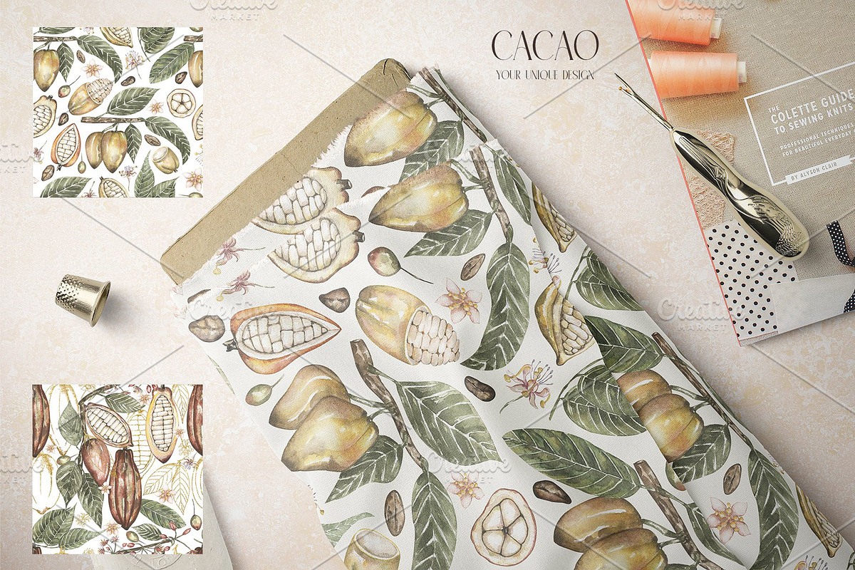 Watercolor Cacao Beans, a Food Illustration by MayaNavits (Photo 6 of 13)