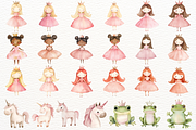Pink Princess Watercolor Cliparts, a Person Illustration by SugarCloudStudioArt (Thumbnail 3 of 5)