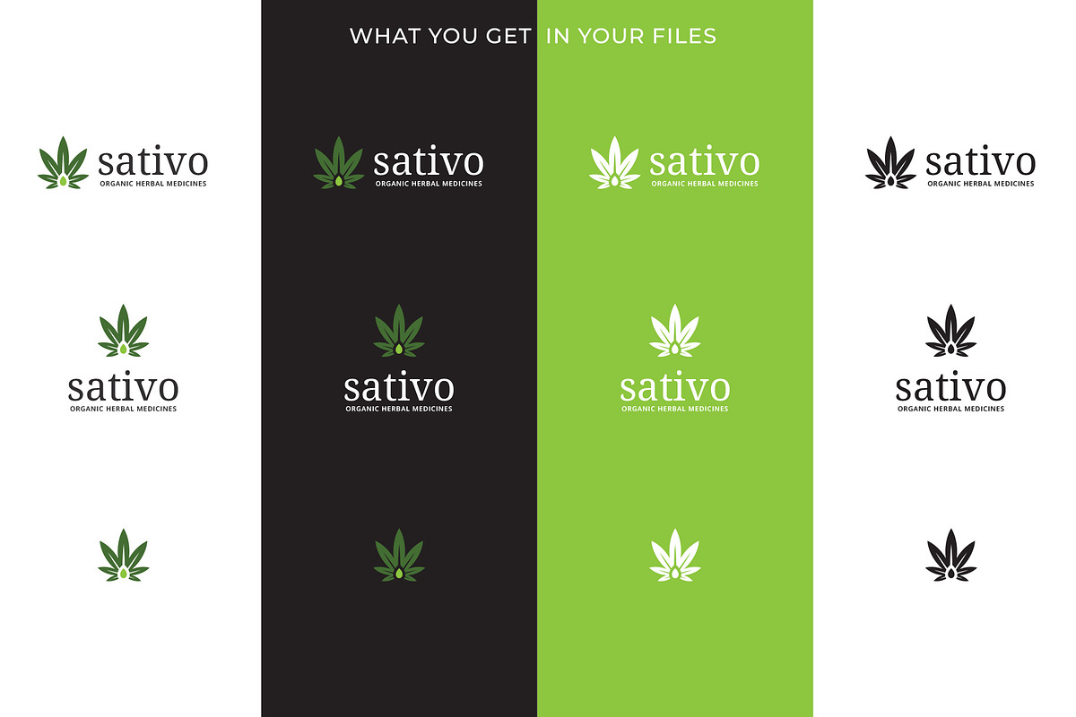 Sativo Cannabis Hemp Marijuana Logo, a Branding & Logo Template by Tovarkovdesign (Photo 4 of 6)