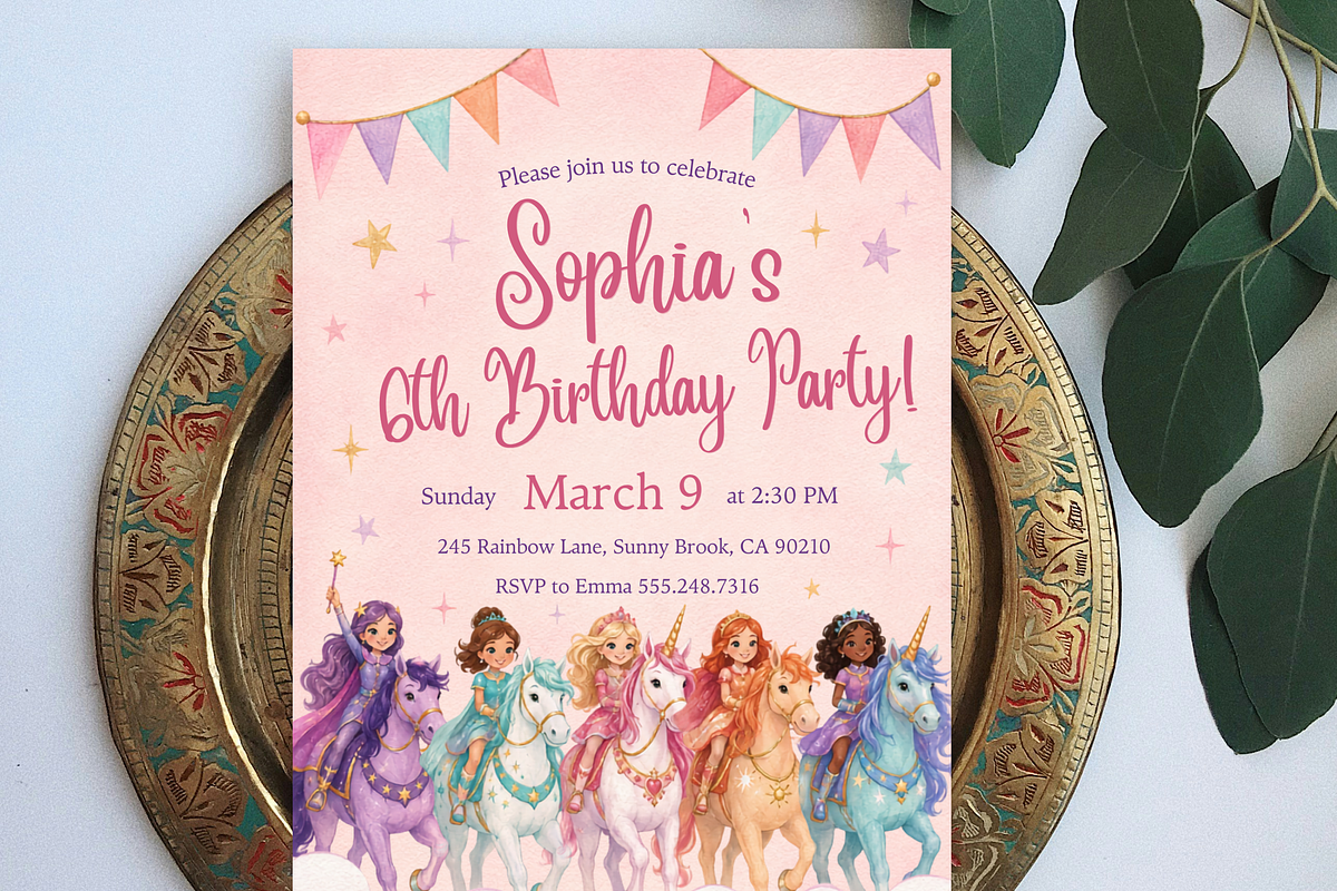 Unicorn Birthday Invitation, an Invitation Template by heynomi (Photo 2 of 19)