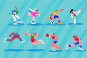 Flat Sports Characters Vector Pack, a Person Illustration by CreartiveDesign (Thumbnail 4 of 4)