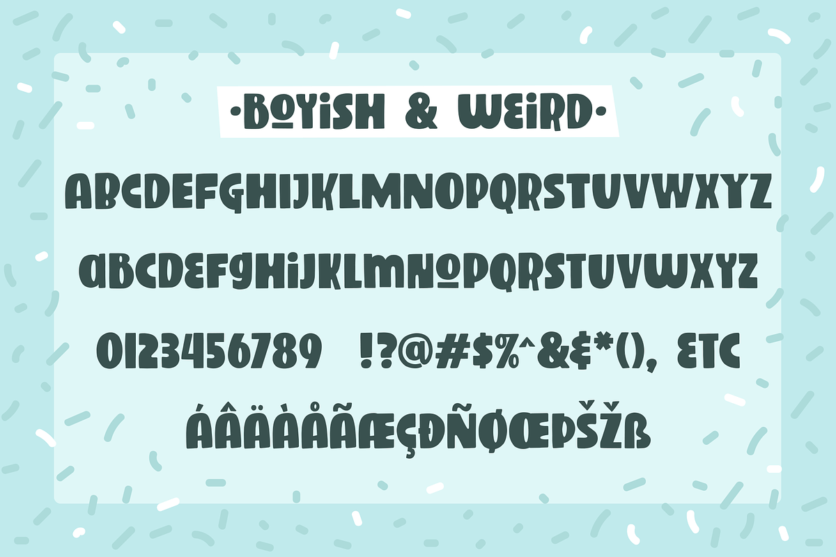 Boyish & Weird, a strange font preview 2