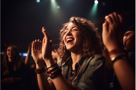 shot of an attractive woman cheering, a Person Photo by Sergey Kotenev