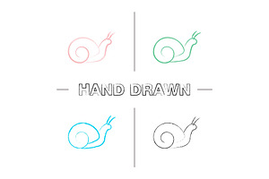 Snail Hand Drawn Icons Set