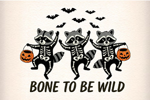 Funny Halloween Skeleton Raccoon Png, an Illustration by Craft Nest
