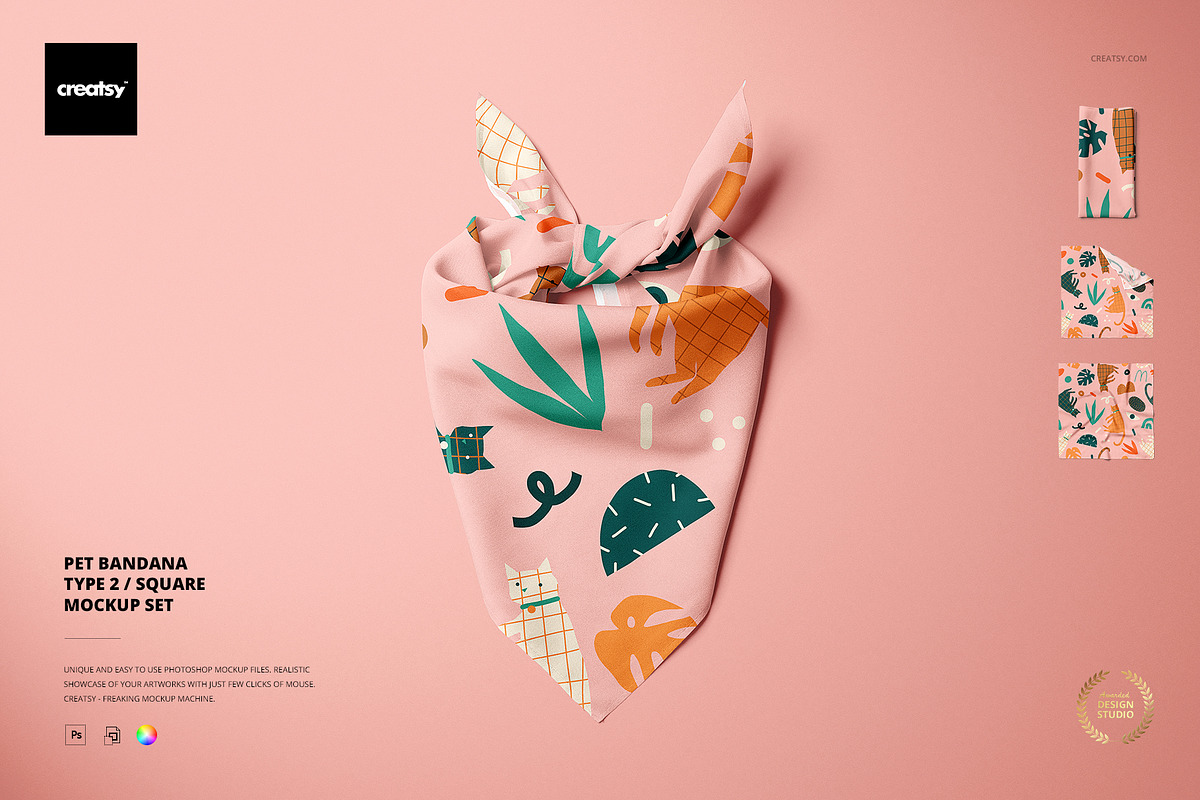 Pet Bandana Mockup Set (type 2), a Product Mockup by creatsy5 (Photo 1 of 11)