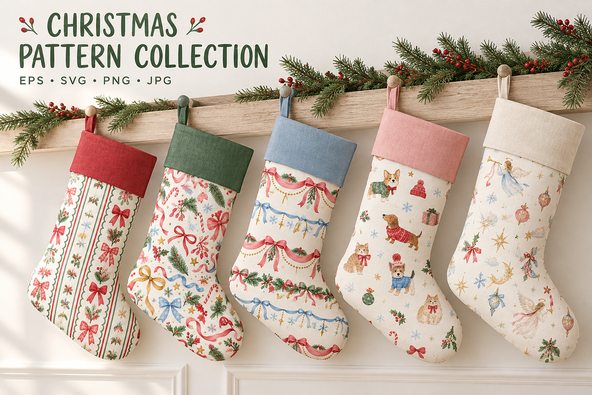 Quirky Christmas Patterns Bundle, a Pattern Graphic by Olya Creative (Photo 5 of 19)