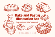 Bake and Pastry Illustration Set, a Food Illustration by ™Creasi (Thumbnail 1 of 6)