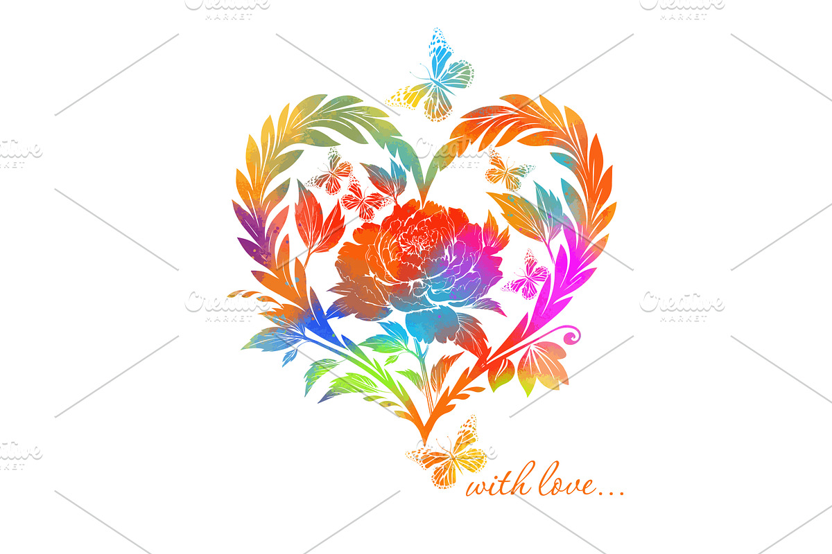 colored valentines day card with, an Object Illustration by Nenahliadava Design