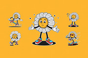 Retro Flower Mascot Illustration, an Object Illustration by Decoconio Design (Thumbnail 2 of 7)
