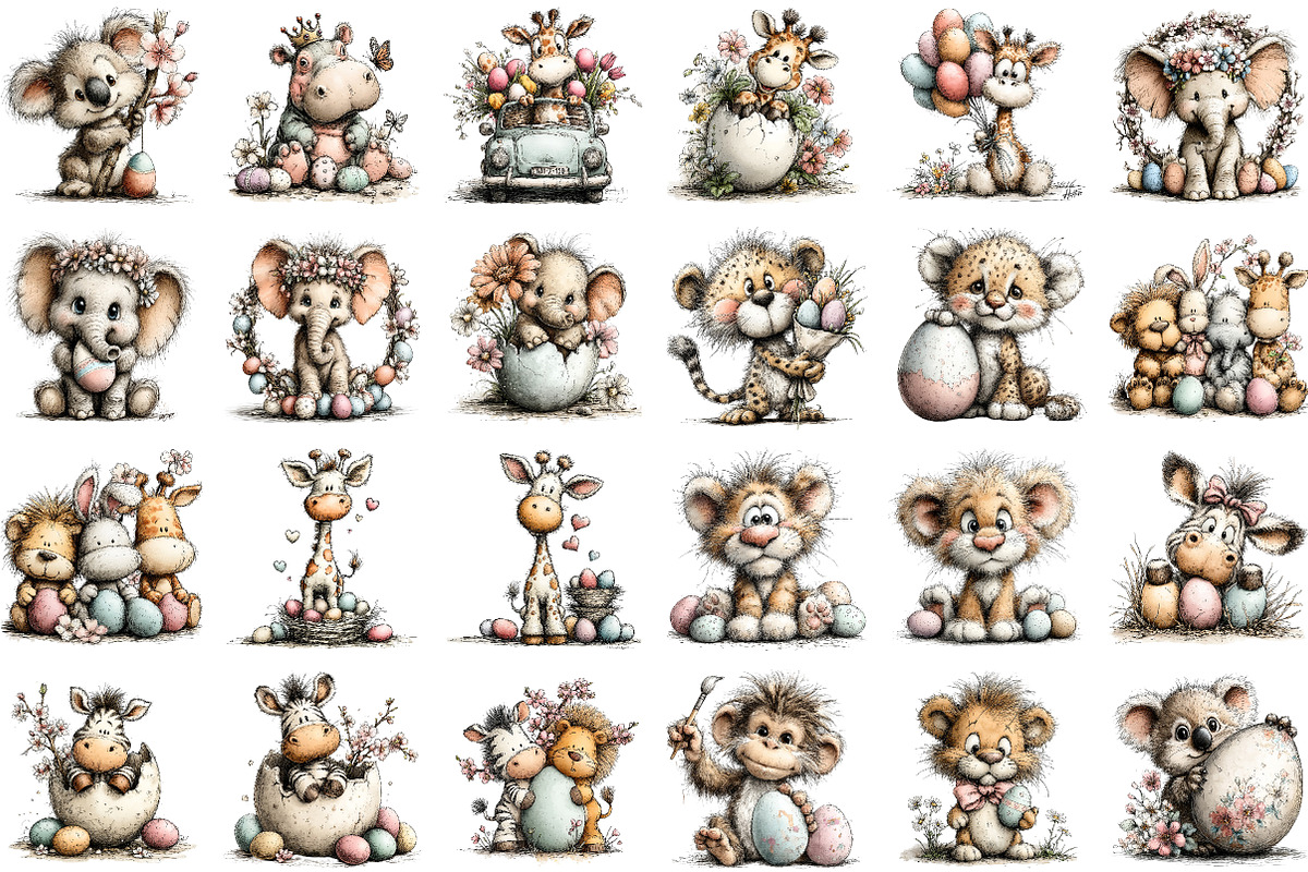 Easter Safari Animals Clipart, an Illustration by Sublimation Artist (Photo 2 of 7)
